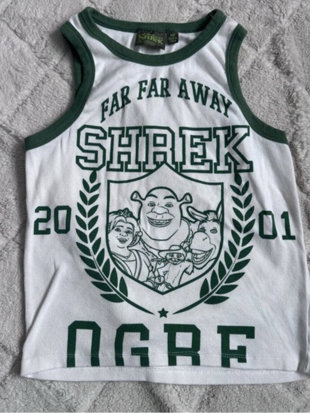 Dreamworks | Green and White Far, Far, Away Shrek Jersey Tank | Size Medium